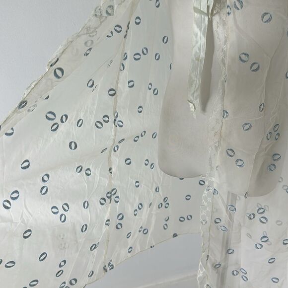 Vintage 1940s Sheer Duster Robe With Textured Velvet Circles - Picture 2 of 5